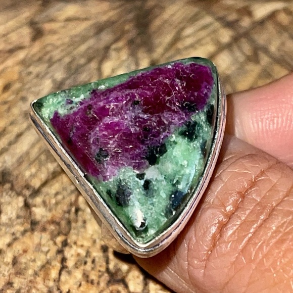 Anyolite Ruby Green Zoisite Ring Size 7 1/2 - Picture 6 of 15